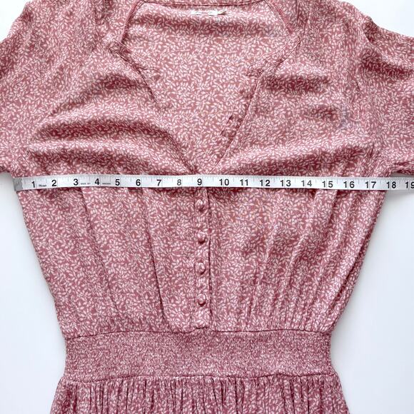 Faherty Montara Dress Size Medium Mauve Leaf Floral Feminine Vacation Casual - Picture 8 of 10